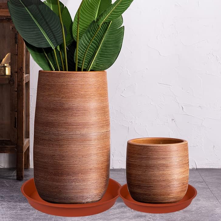 Bleuhome 2 Pack of 20 22 inch Plant Saucer (19.1 inch Base), 3.6" Depth Tray, Large Deep Heavy Duty Saucers for Pots, Garden Bird Bath Bowl, Plant Trays for Indoors Outdoor (21", Terracotta) - Image 4